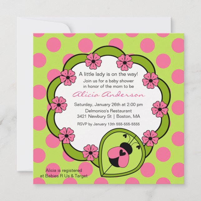 Sweet Ladybugs Baby Shower Invitation (Front)