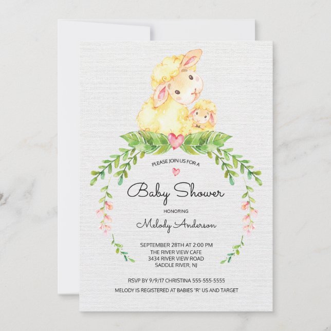 Sweet Lamb Baby Shower Invitation (Front)
