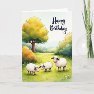 Sweet Lambs Birthday Card