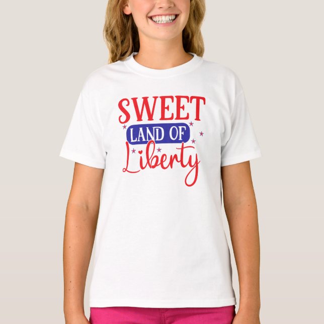 Sweet Land of Liberty 4th July T-Shirt for Kids (Front)