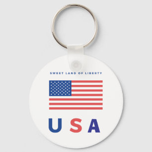 "Sweet Land of Liberty" USA Flag Key Ring