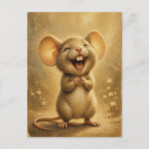 Sweet Laughing Mouse Fine Art Postcard