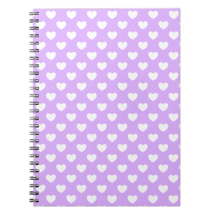 Sweet Lavender And White Hearts Polka Dot Pattern Notebook