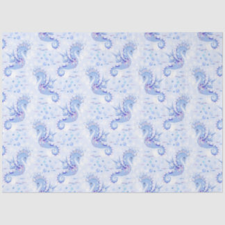 Sweet Lavender Blue Seahorse Nautical Ocean Tissue Paper