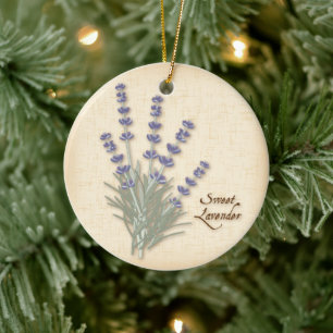 Sweet Lavender Herb and Flowers Ceramic Tree Decoration