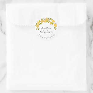 Sweet Lemon Boho Citrus Baby Shower Thank You Classic Round Sticker