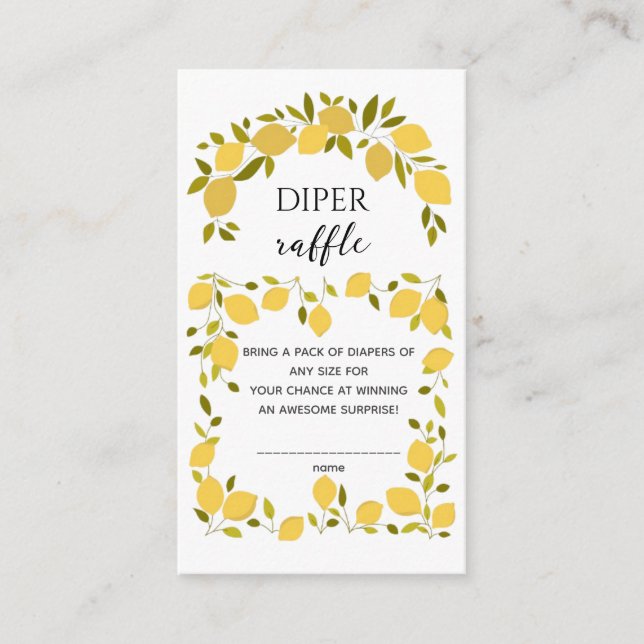 Sweet Lemon Boho Citrus Diaper Raffle Enclosure Card (Front)
