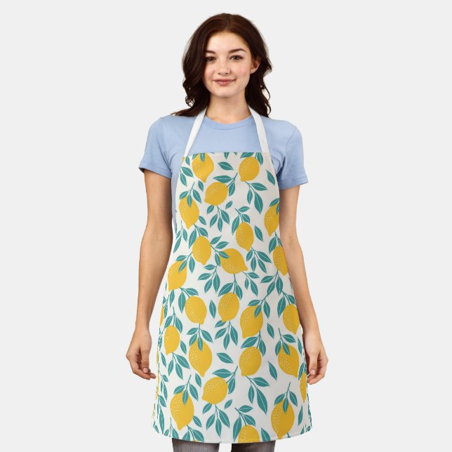 Sweet Lemon Branches Pattern Apron (Worn)