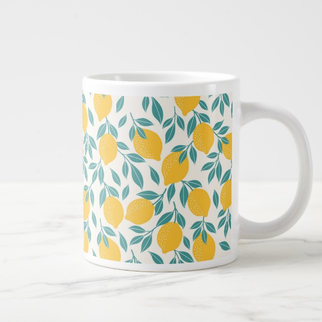 Sweet Lemon Branches Pattern Large Coffee Mug (Right)