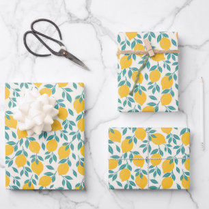 Sweet Lemon Branches Pattern Wrapping Paper Sheet