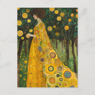 Sweet Lemon Trees Woman in Klimt Style Postcard