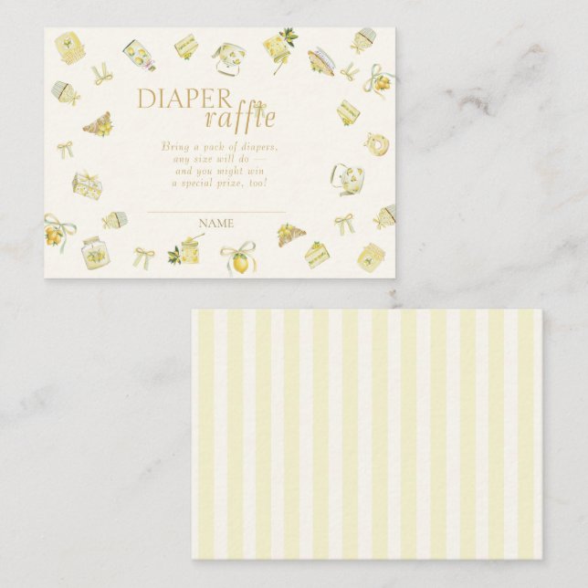 Sweet Lemon Watercolor Baby Shower Diaper Raffle Enclosure Card (Front/Back)