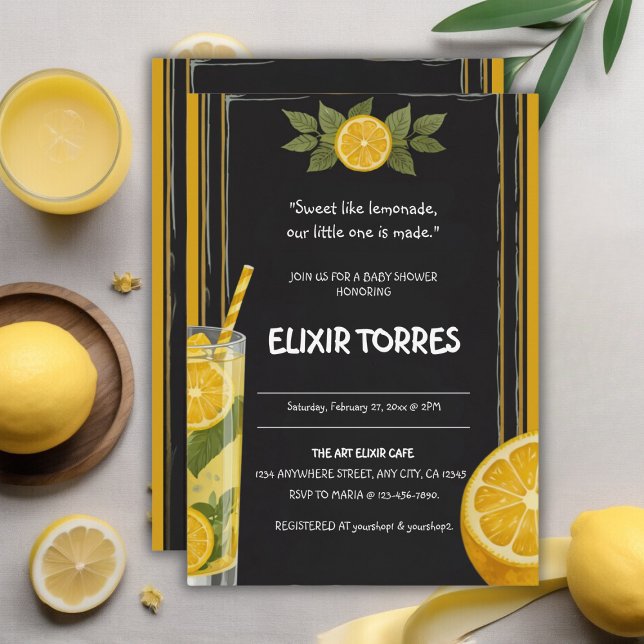 Sweet Lemonade Chalkboard Stand Baby Shower Invitation (Creator Uploaded)