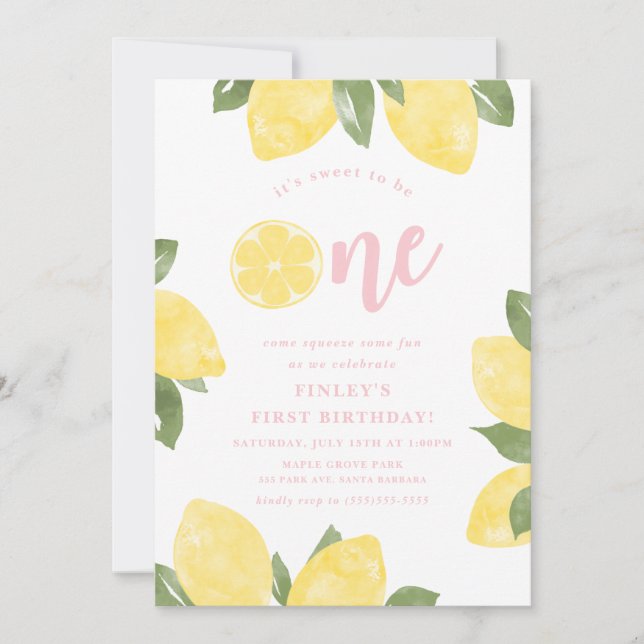 Sweet Lemons 1st Birthday Invitation (Front)