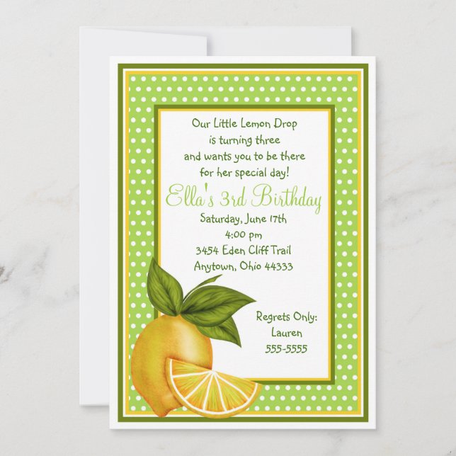 Sweet Lemons Birthday Invitations (Front)