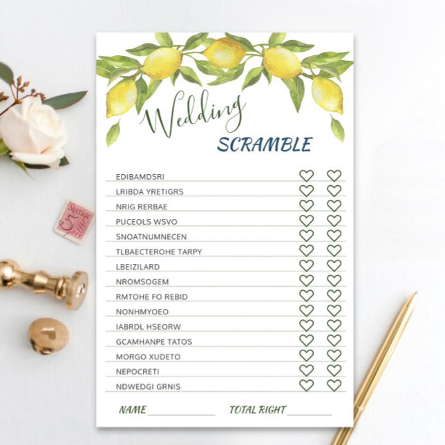 Sweet Lemons & Greenery  Bridal Shower Game (Creator Uploaded)