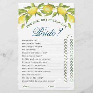 Sweet Lemons & Greenery Chic Bridal Shower Game