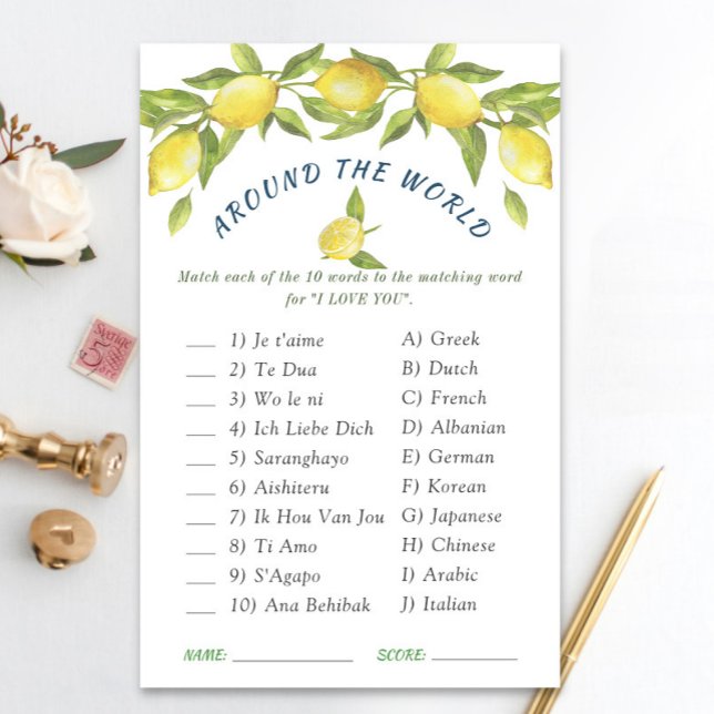 Sweet Lemons & Greenery Chic Bridal Shower Game (Creator Uploaded)