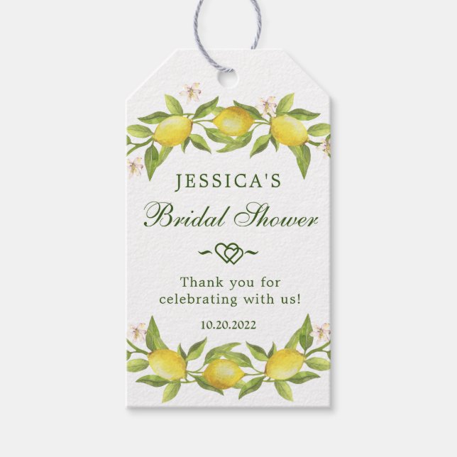 Sweet Lemons &  Greenery Gift Favour Tag Thank You (Front)