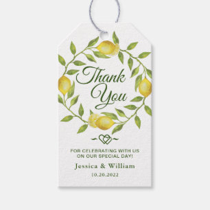 Sweet Lemons & Greenery Wedding Favour Thank You Gift Tags