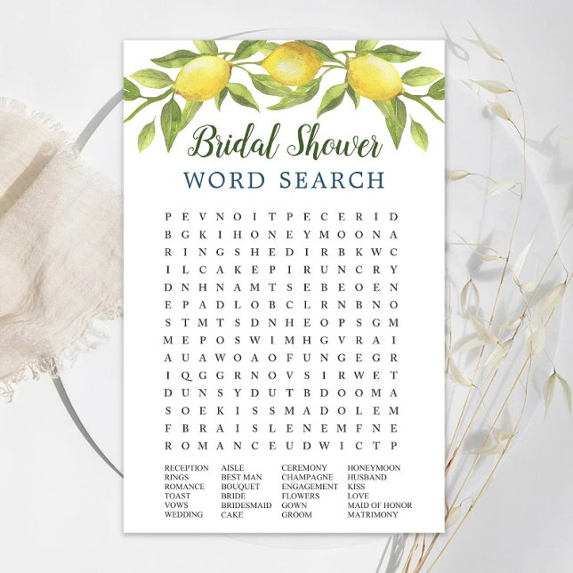 Sweet Lemons Word Search Bridal Shower Game (Creator Uploaded)