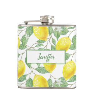 Sweet lemons yellow summer. hip flask