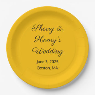 Sweet Letters Gold-coloured Wedding Paper Plate