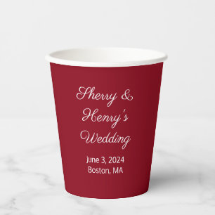 Sweet Letters Maroon Wedding Paper Cups
