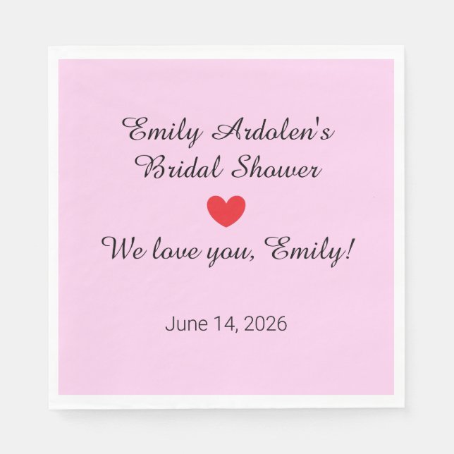 Sweet Letters:  Pink Bridal Shower Napkin (Front)