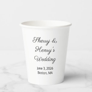 Sweet Letters White & Black:  Wedding Paper Cups