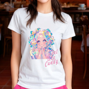 Sweet Like Candy Anime Girl Custom Name T-Shirt