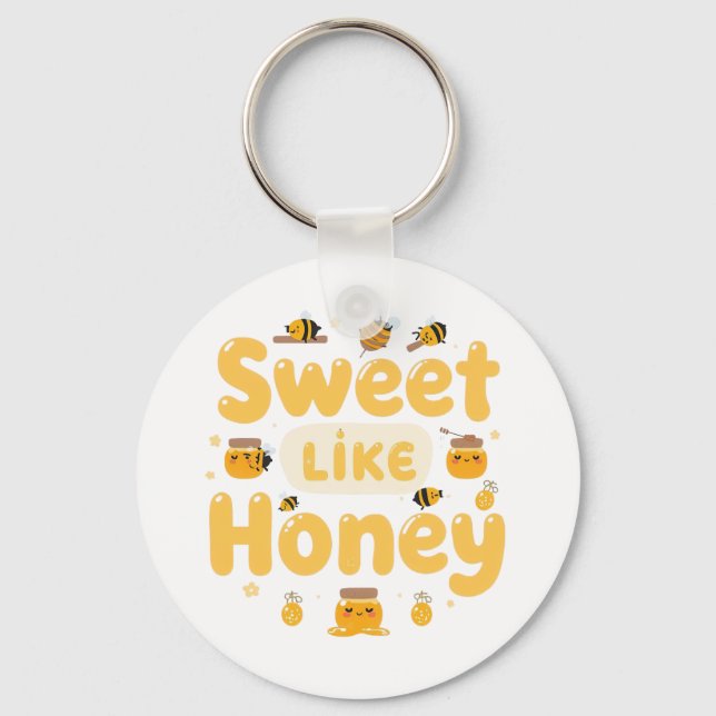 "Sweet Like Honey" Kawaii Pun Key Ring (Front)