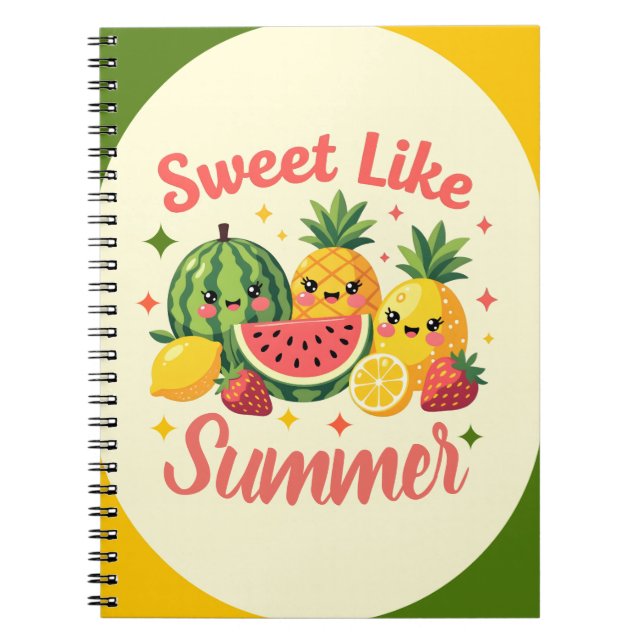 Sweet Like Summer Cute Fruit Kawaii Notebook (Front)