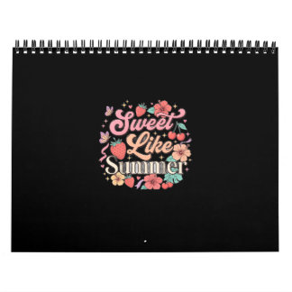 Sweet Like Summer Cute Strawberry Cherry Floral Wo Calendar