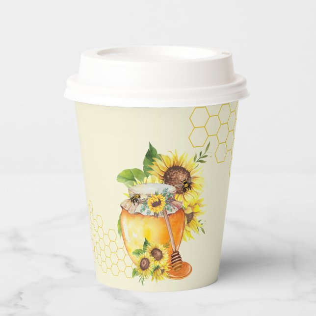 Sweet lil honey pot honeycomb & bee’s  paper cups (Front)