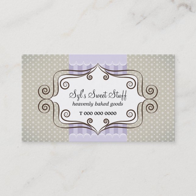 Sweet Lilac and Polka Dots Business Card (Front)