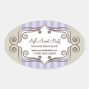 Sweet Lilac and Polka Dots Oval Sticker