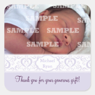 Sweet Lilac Band Baby Thank You Stickers