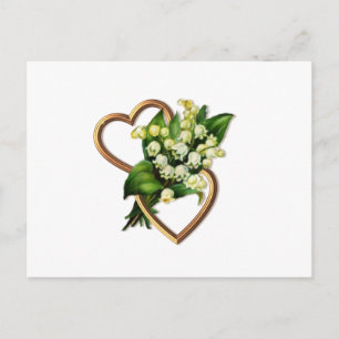 Sweet Lily of the Valley with Two Hearts Postcard