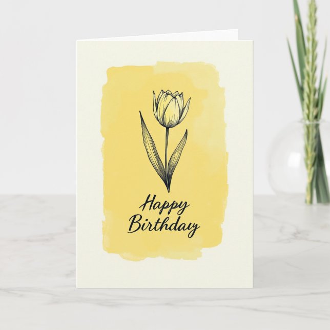 Sweet Line Art Birthday Card (Front)