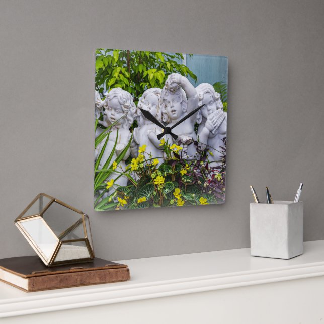 Sweet little angels... square wall clock (Office)