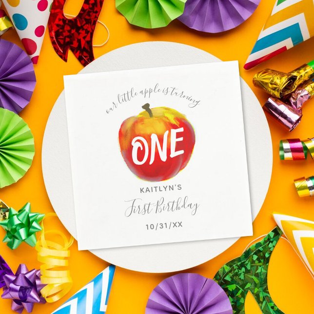 Sweet Little Apple 1st Birthday Napkin (Creator Uploaded)