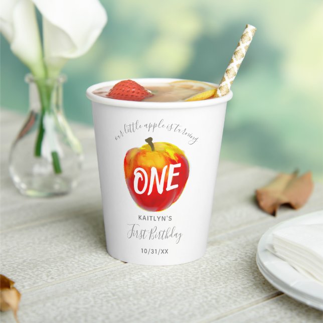 Sweet Little Apple 1st Birthday Paper Cups (Insitu)