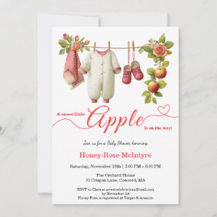 Sweet Little Apple Baby Shower Fall Rustic Baby Invitation