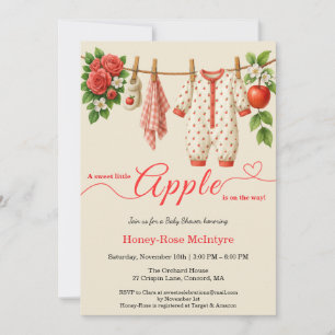 Sweet Little Apple Baby Shower Fall Rustic Baby Invitation