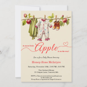 Sweet Little Apple Baby Shower Fall Rustic Baby Invitation