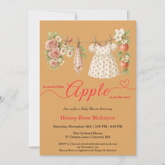 Sweet Little Apple Baby Shower | Fall Rustic Baby  Invitation (Front)