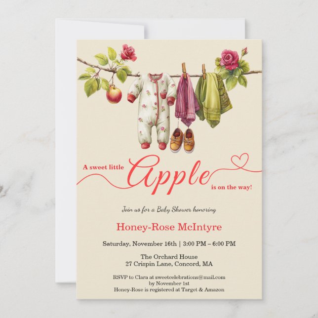 Sweet Little Apple Baby Shower | Fall Rustic Baby  Invitation (Front)