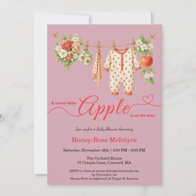 Sweet Little Apple Baby Shower | Fall Rustic Baby  Invitation (Front)