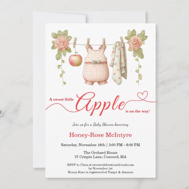 Sweet Little Apple Baby Shower | Fall Rustic Baby  Invitation (Front)